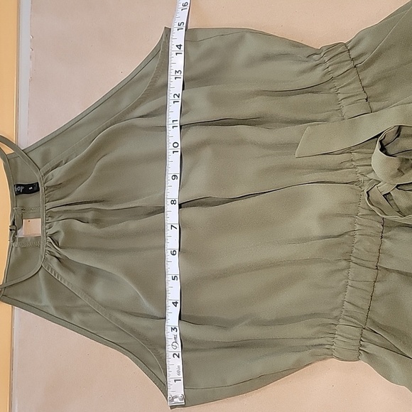 Bebop Size S Olive / Army Green Woven High Neck Romper Tie Waist, Exc. Used Cond - Picture 5 of 15